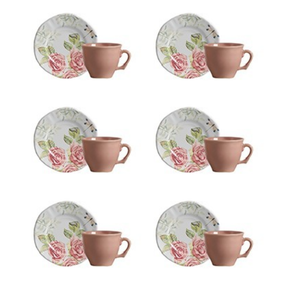 Jogo 6 Xicaras de Café com Pires Jardim Encantado 100ml