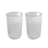 Jogo 2 Copos Altos de Vidro Lines com Fio de Ouro 450ml