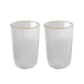 Jogo 2 Copos Altos de Vidro Lines com Fio de Ouro 450ml