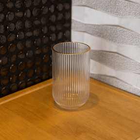Jogo 2 Copos Altos de Vidro Lines com Fio de Ouro 450ml