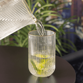 Jogo 2 Copos Altos de Vidro Lines com Fio de Ouro 450ml
