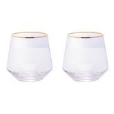 Jogo 2 Copos Baixos de Vidro com Borda Dourada 330ml