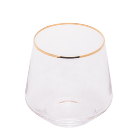 Jogo 2 Copos Baixos de Vidro com Borda Dourada 330ml
