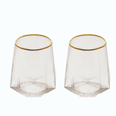 Jogo 2 Copos Baixos Whisky em Cristal com Borda Dourada 550ml