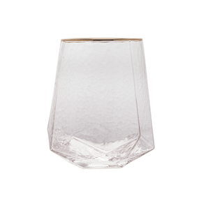 Jogo 2 Copos Baixos Whisky em Cristal com Borda Dourada 550ml