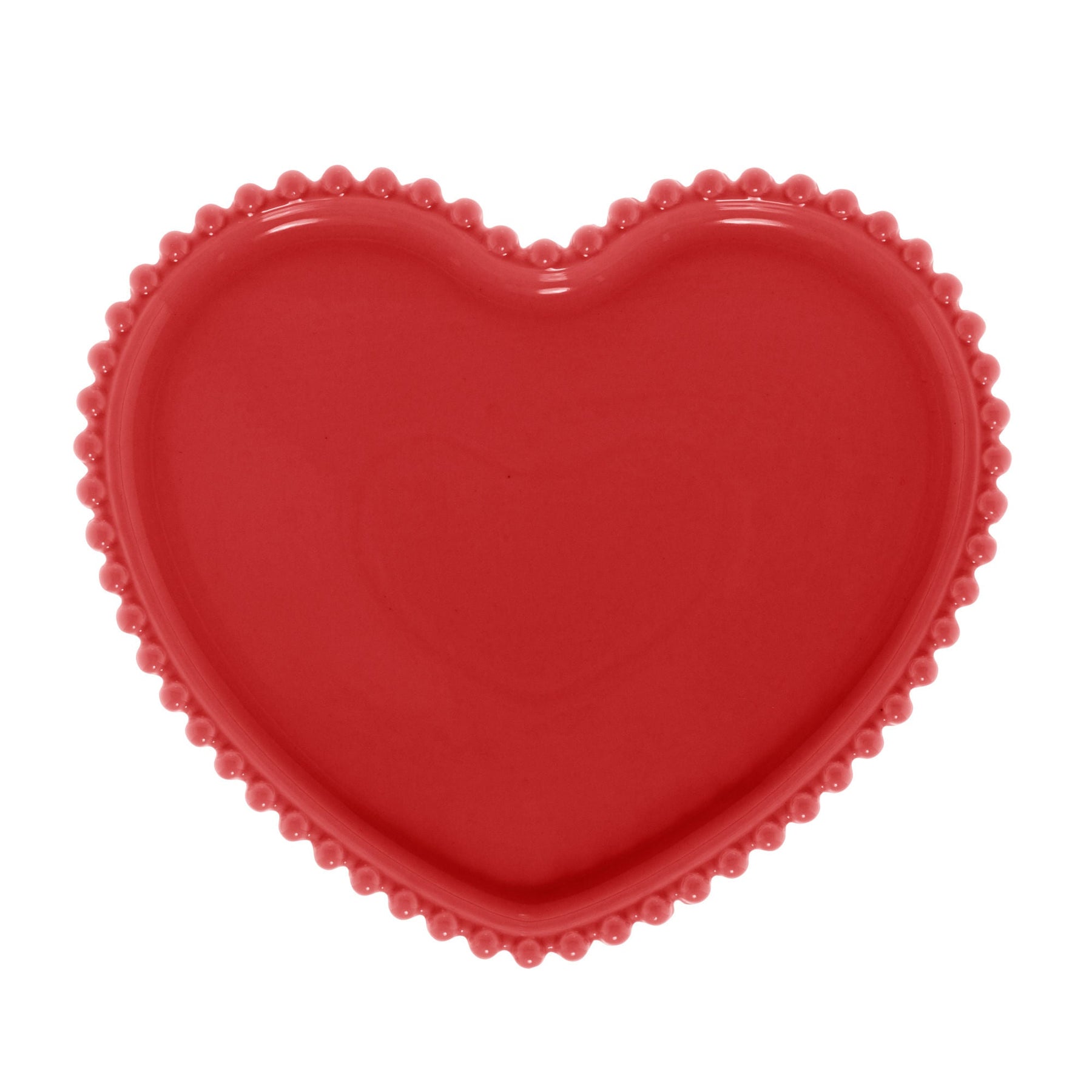 Jogo 2 Pratos em Porcelana Coração Beads Vermelho 20cm