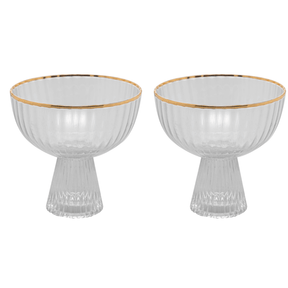 Jogo 2 Taças para Sobremesa Cristal com Fio de Ouro 200ml Lines
