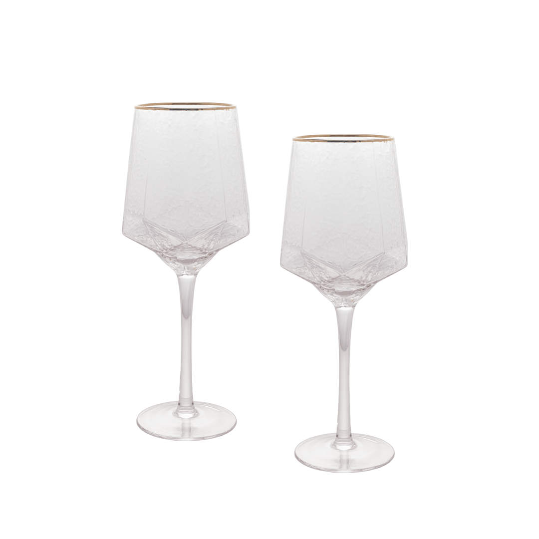 Jogo 2 Taças para Vinho em Cristal de Chumbo com Borda Dourada 600ml