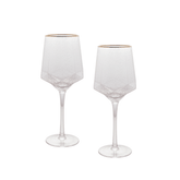 Jogo 2 Taças para Vinho em Cristal de Chumbo com Borda Dourada 600ml
