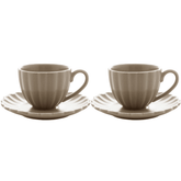 Jogo 2 Xícaras de Café com Pires de Porcelana Petala Areia Matt 90ml