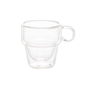 Jogo 2 Xícaras de Café Empilhável Parede Dupla Vidro Borossilicato 90ml