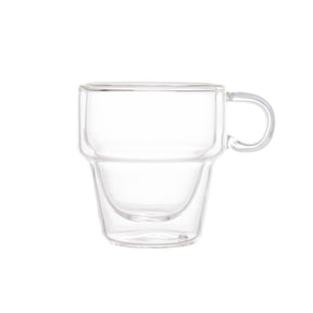 Jogo 2 Xícaras de Café Empilhável Parede Dupla Vidro Borossilicato 90ml