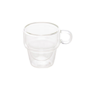 Jogo 2 Xícaras de Café Empilhável Parede Dupla Vidro Borossilicato 90ml