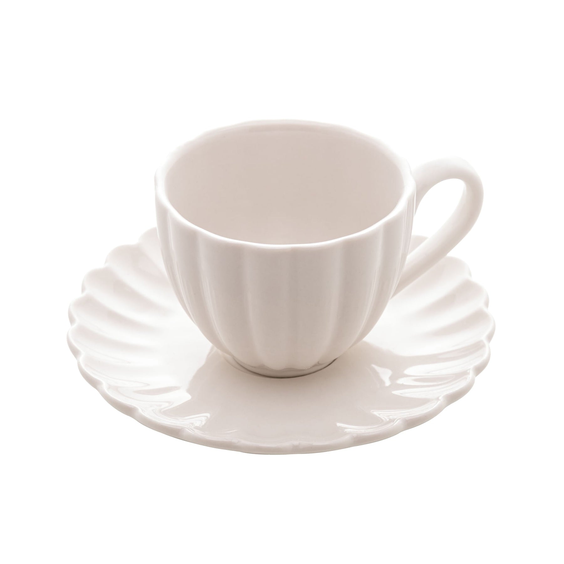 Jogo 2 Xicaras de Café Porcelana com Pires Petala Branco 90ml