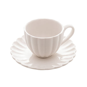 Jogo 2 Xicaras de Café Porcelana com Pires Petala Branco 90ml