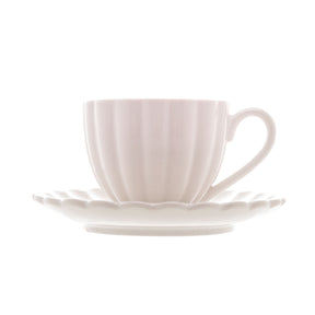 Jogo 2 Xicaras de Café Porcelana com Pires Petala Branco 90ml