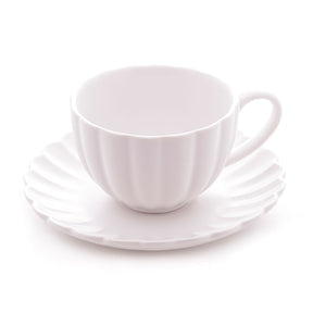 Jogo 2 Xicaras de Chá Porcelana com Pires Petala Branco 160ml