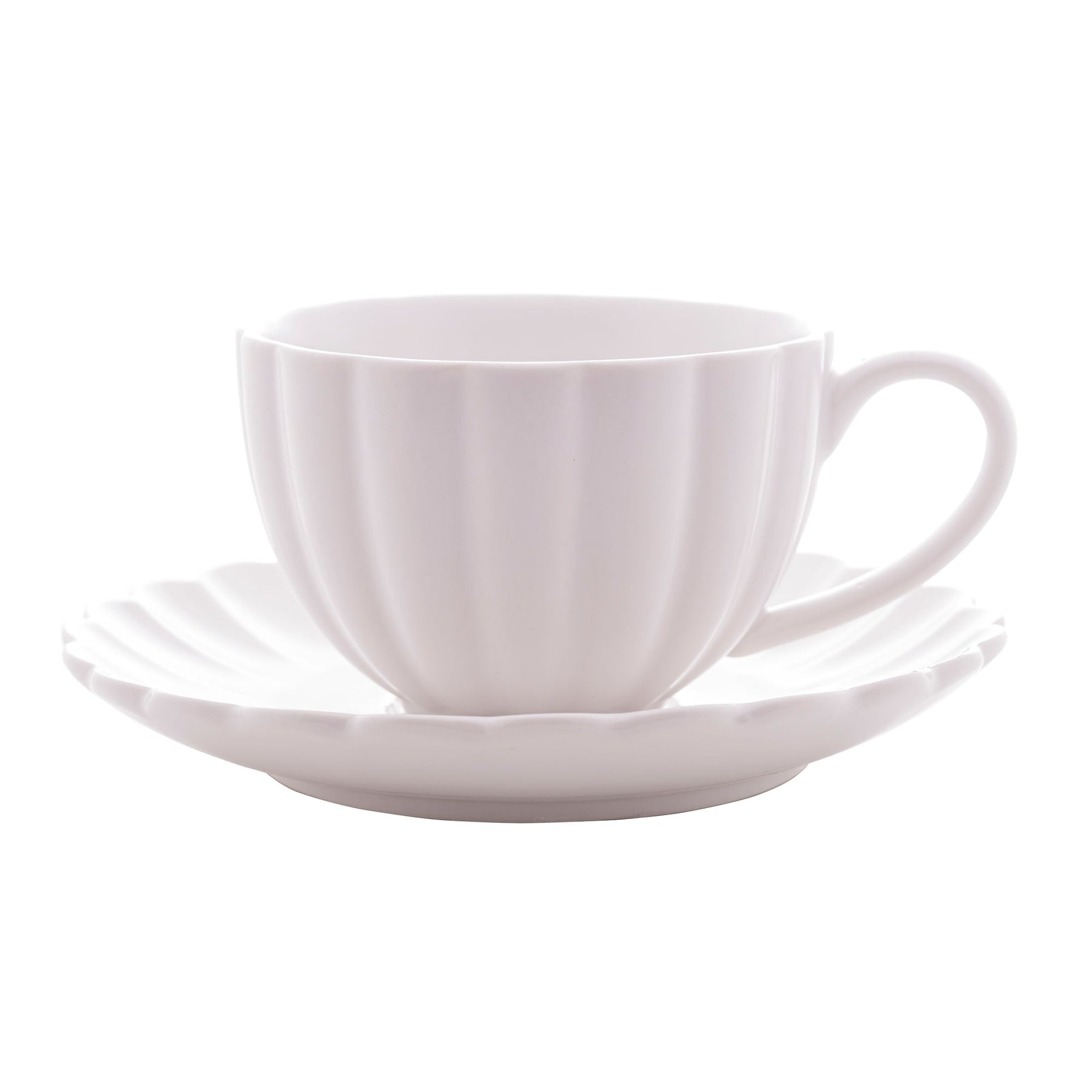 Jogo 2 Xicaras de Chá Porcelana com Pires Petala Branco 160ml
