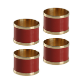 Jogo 4 Anéis Para Guardanapo Em Latão e Resina Vermelho