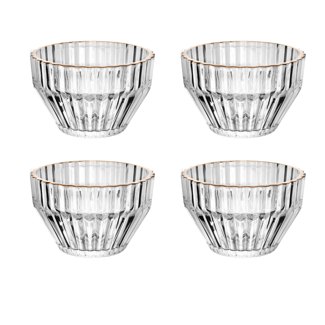 Jogo 4 Bowls de Cristal Imperatriz Fio de Ouro 11cm