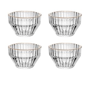 Jogo 4 Bowls de Cristal Imperatriz Fio de Ouro 11cm