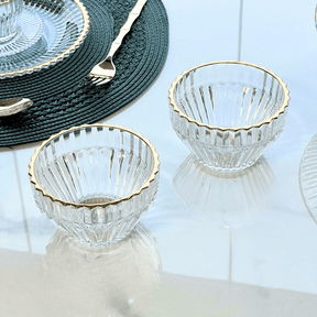 Jogo 4 Bowls de Cristal Imperatriz Fio de Ouro 11cm