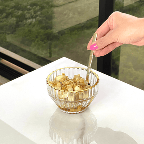 Jogo 4 Bowls de Cristal Imperatriz Fio de Ouro 11cm