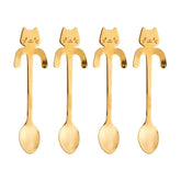 Jogo 4 Colheres para Chá em Aço Inox Cat Dourado