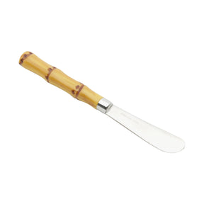 Jogo 4 Espátulas Luxo Bambu em Aço Inox com Cabo de Plástico 16cm