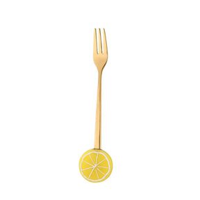 Jogo 4 Garfos para Aperitivo em Aço Inox Fruit Dourado