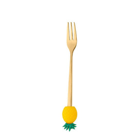Jogo 4 Garfos para Aperitivo em Aço Inox Fruit Dourado
