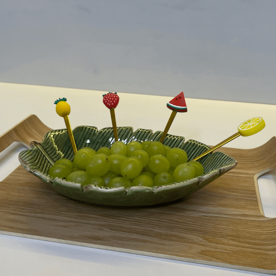Jogo 4 Garfos para Aperitivo em Aço Inox Fruit Dourado