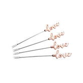 Jogo 4 Palitos para Petisco Love Zamac Rose Gold