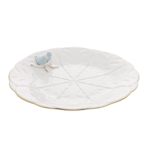 Jogo 4 Pratos para Sobremesa Bird Porcelana Branco 20cm