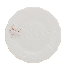 Jogo 4 Pratos para Sobremesa Bird Porcelana Branco 20cm