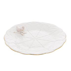Jogo 4 Pratos para Sobremesa Bird Porcelana Branco 20cm