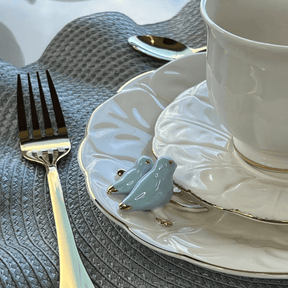Jogo 4 Pratos para Sobremesa Bird Porcelana Branco 20cm