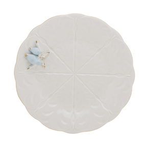 Jogo 4 Pratos para Sobremesa Bird Porcelana Branco 20cm