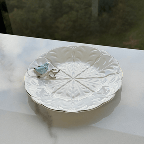 Jogo 4 Pratos para Sobremesa Bird Porcelana Branco 20cm