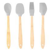 Jogo 4 Utensílios de Cozinha e Silicone e Cabo de Bambu
