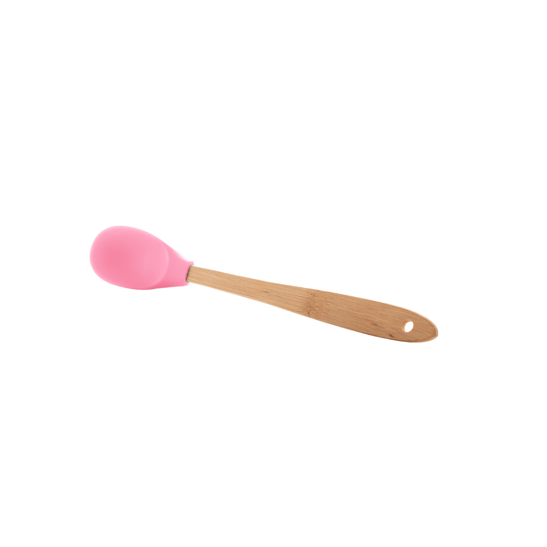 Jogo 4 Utensílios de Silicone com Cabo de Bambu Rosa