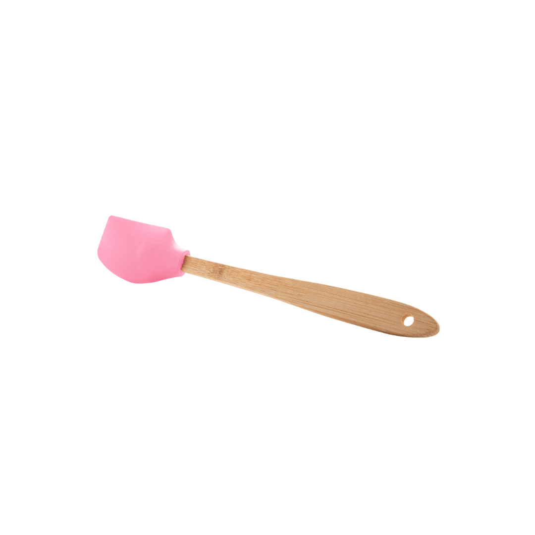 Jogo 4 Utensílios de Silicone com Cabo de Bambu Rosa
