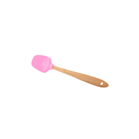 Jogo 4 Utensílios de Silicone com Cabo de Bambu Rosa