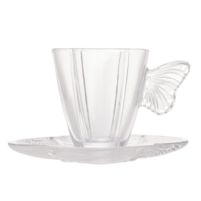 Jogo 4 Xicaras de Café com Pires de Vidro Butterfly 80ml