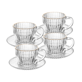 Jogo 4 Xícaras de Café em Cristal Imperatriz Fio de Ouro 110ml