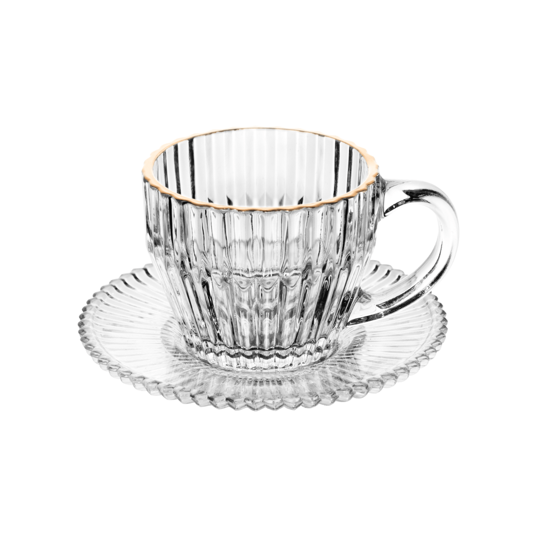 Jogo 4 Xícaras de Café em Cristal Imperatriz Fio de Ouro 110ml