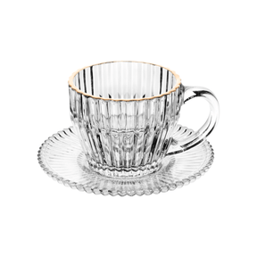 Jogo 4 Xícaras de Café em Cristal Imperatriz Fio de Ouro 110ml