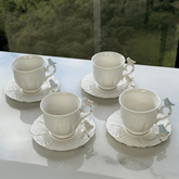 Jogo 4 Xicaras para Chá em Porcelana Birds Branca 200ml