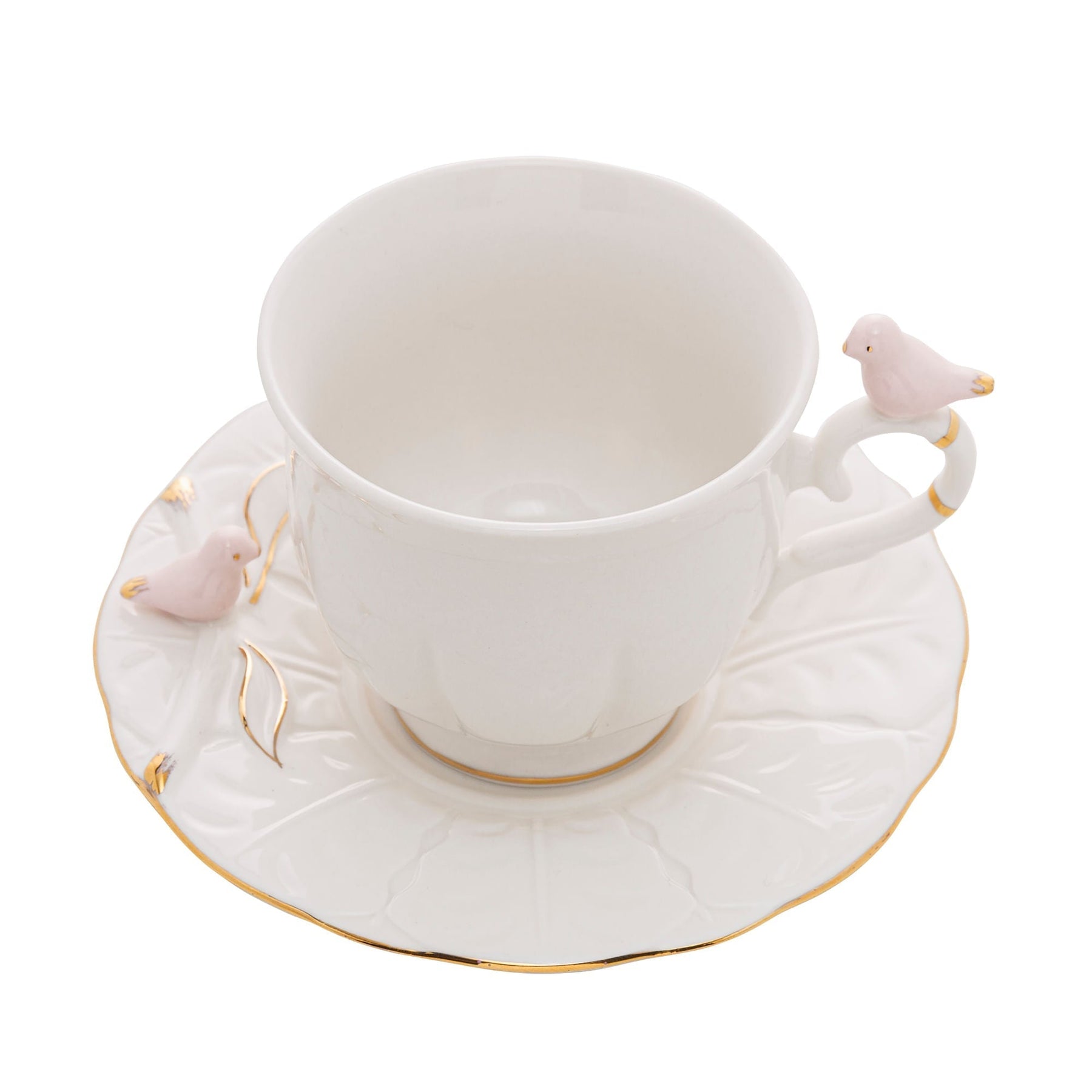 Jogo 4 Xicaras para Chá em Porcelana Birds Branca 200ml
