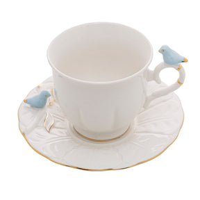 Jogo 4 Xicaras para Chá em Porcelana Birds Branca 200ml